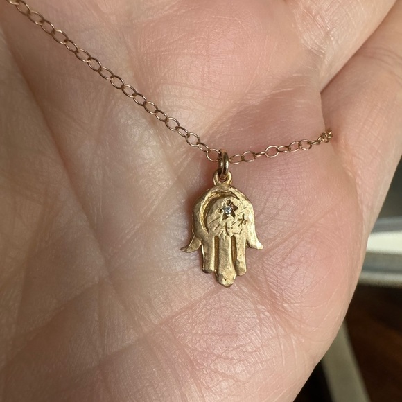 Victoria Cunningham Jewelry - NWOT Victoria Cunningham Hamsa Crescent Moon Necklace